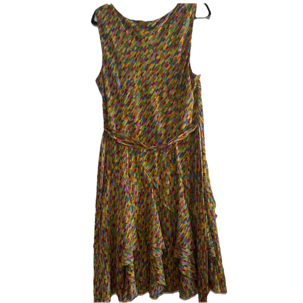 Signature by Robbie Bee Sleeveless Midi Dress 18 Multi Color Ruffle Excellent - Picture 8 of 16